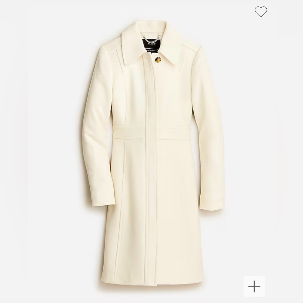 Used like new topcoat in Italian double-cloth wool blend in vintage white